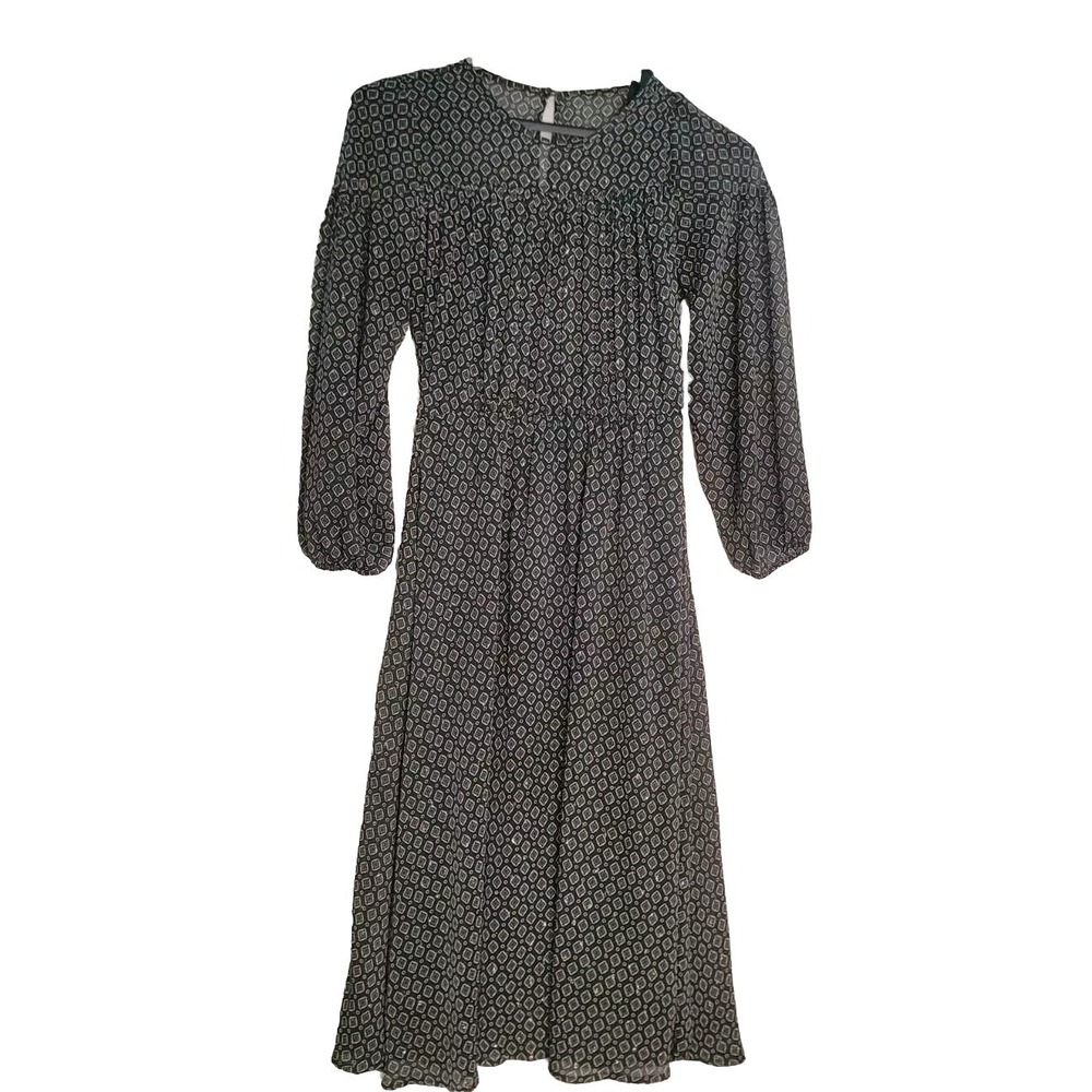 Calvin Klein‎ Women's Dress Midi Green Geometric  Long Sleeves 4